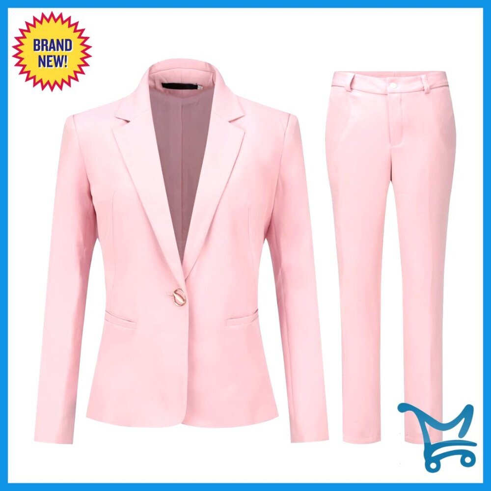 Women's 2-Piece Office Suit Set with Blazer and Pants, Polyester